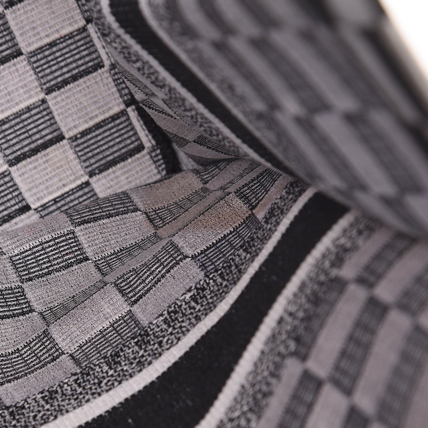 Canvas Embroidered Checkered Book Tote Black White