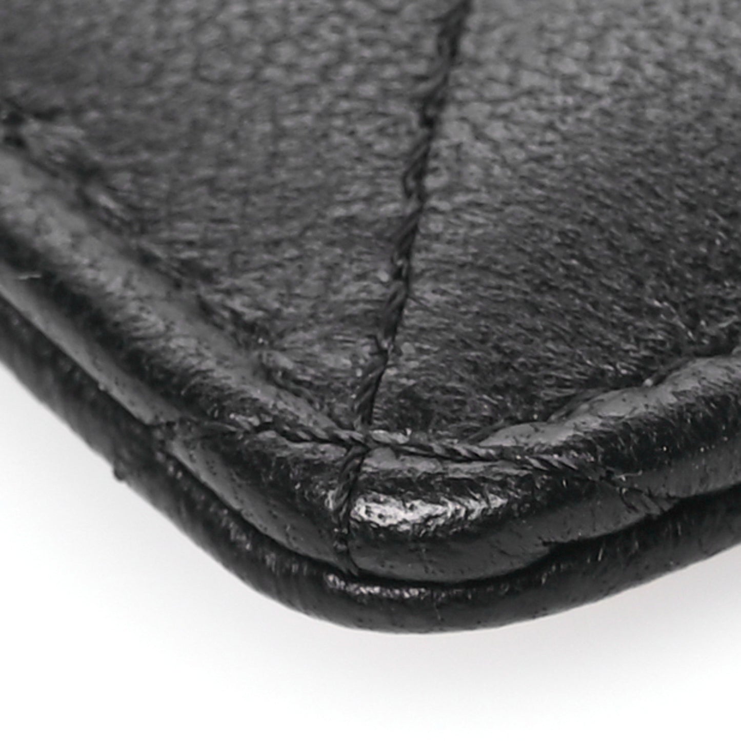 Lambskin Quilted Card Holder On Chain Black