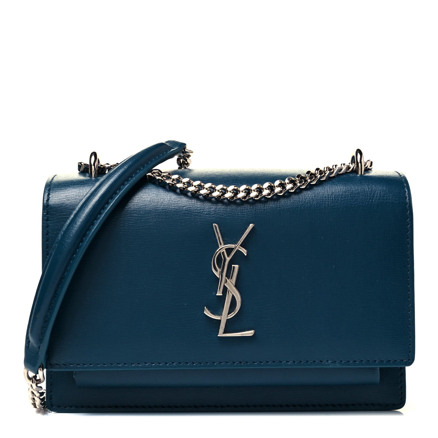 Calfskin Monogram Sunset Chain Wallet Peacock