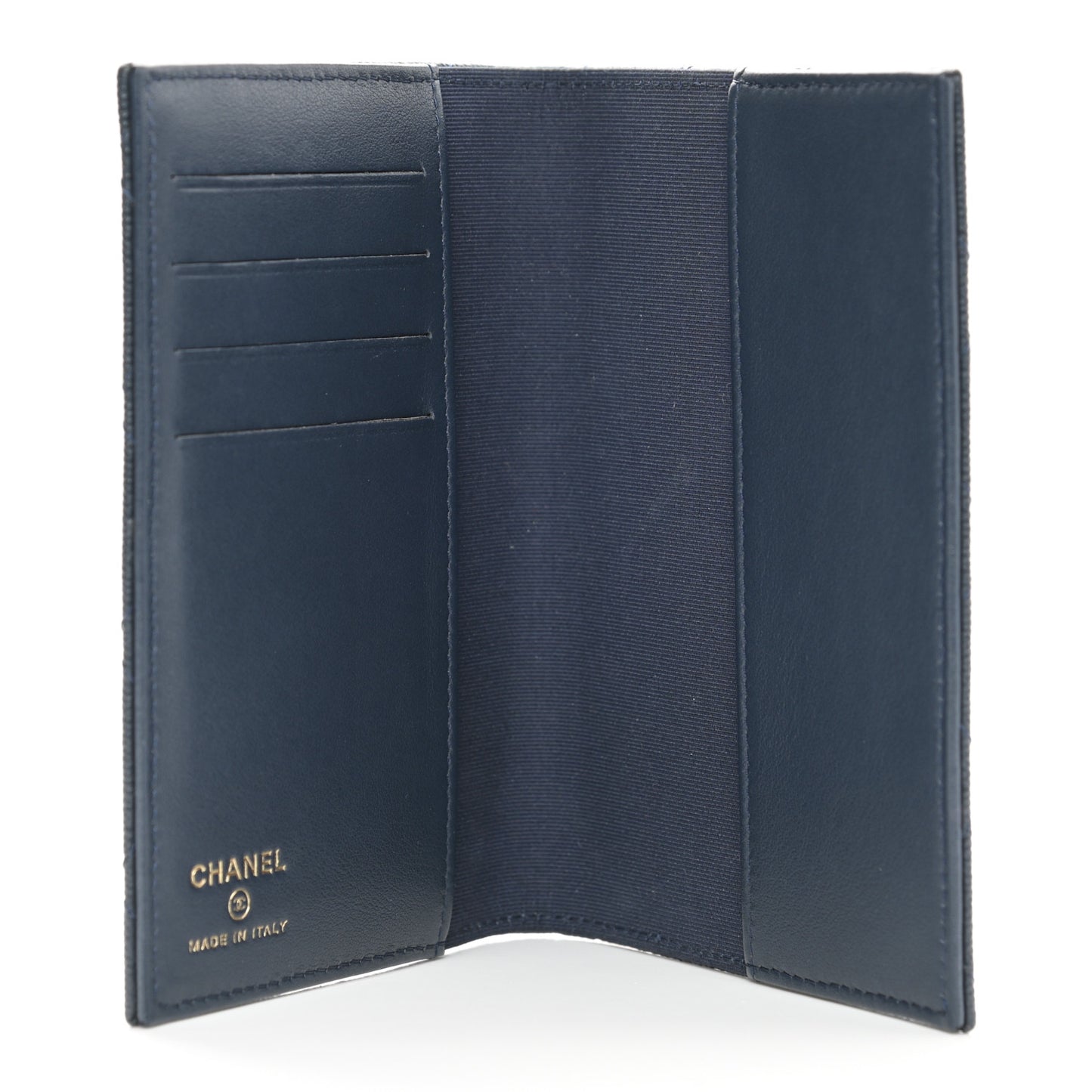 Caviar Quilted Passport Holder Navy Blue