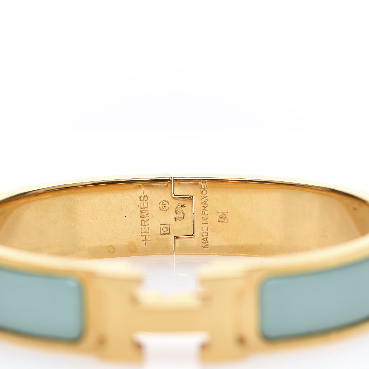 Hermes Enamel Narrow Clic Clac H Bracelet PM Vert Aqua 3 of 3