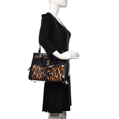 Saint Laurent Calf Hair Calfskin Monogram Medium Uptown Tote Black 2 of 13