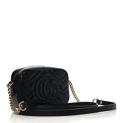 Gucci Calfskin Matelasse Mini GG Marmont Chain Shoulder Bag Black 4 of 6