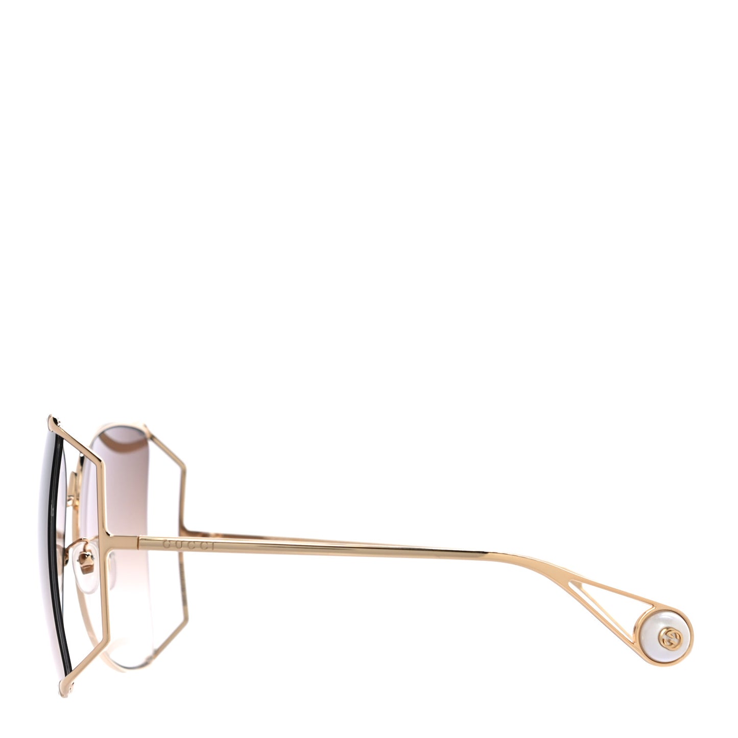 Oversized Round Sunglasses GG0252S Gold Brown