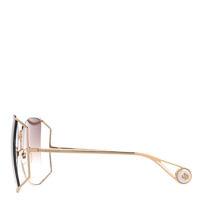 Gucci Oversized Round Sunglasses GG0252S Gold Brown 2 of 7