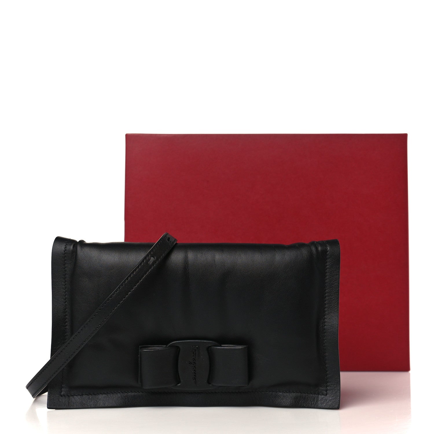 Salvatore Ferragamo Calfskin Mini Viva Bow Shoulder Bag Black 9 of 9