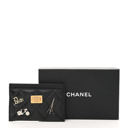 Chanel Aged Calfskin Quilted Lucky Charms Reissue Card Holder Black 9 of 9