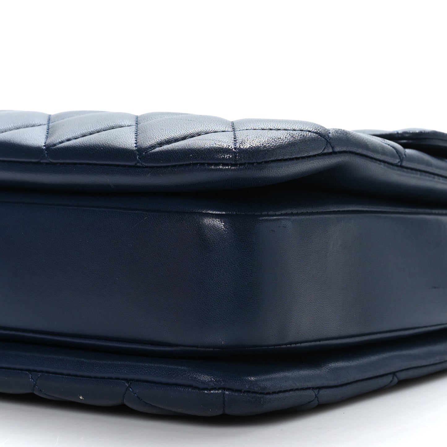 Lambskin Quilted Large Trendy CC Flap Dual Handle Bag Navy Blue