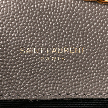 Saint Laurent Grain De Poudre Textured Mixed Matelasse Triquilt Small Monogram Satchel Greyish Brown 7 of 11
