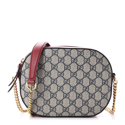 Gucci GG Supreme Monogram Mini Chain Shoulder Bag Beige Blue Hibiscus Red 1 of 11