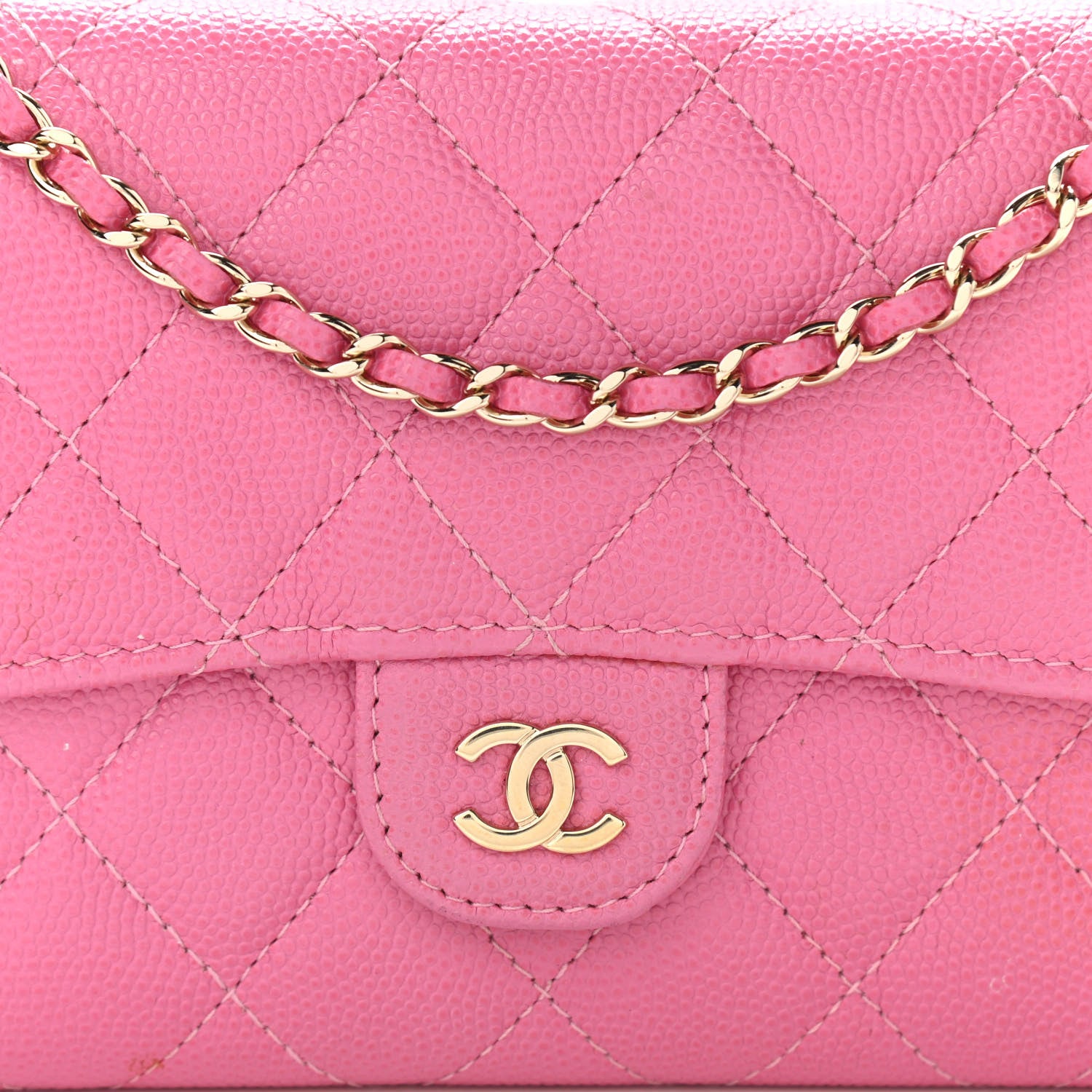 Chanel Caviar Quilted Flap Mini Wallet On Chain WOC Pink 8 of 11