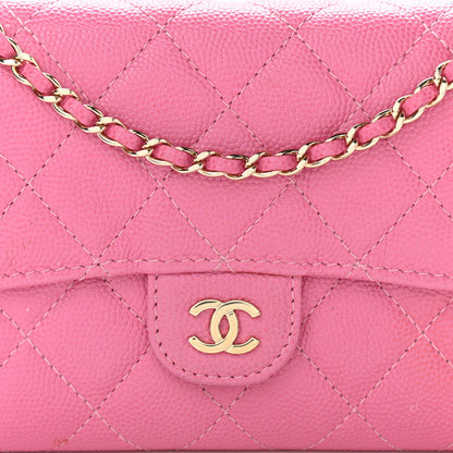 Chanel Caviar Quilted Flap Mini Wallet On Chain WOC Pink 8 of 11