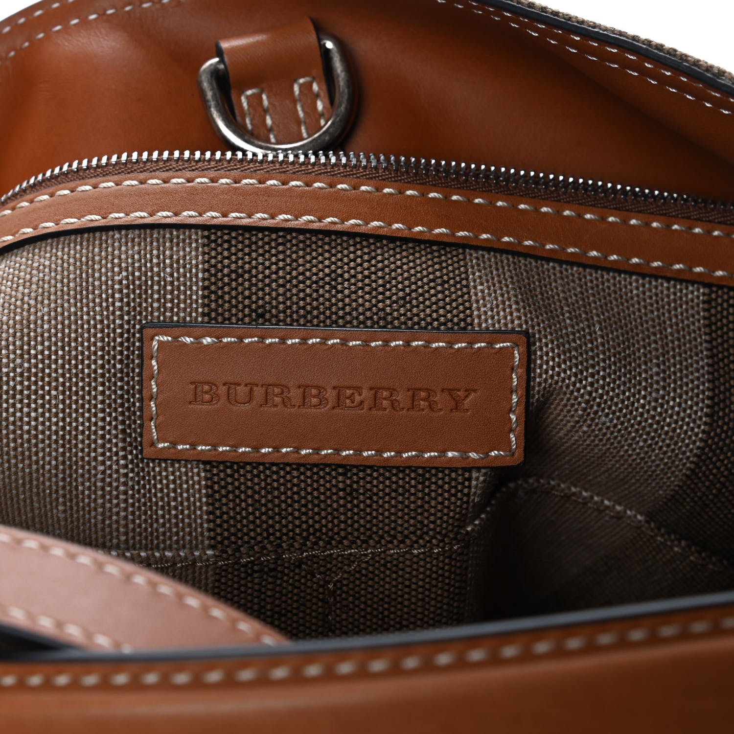 Burberry Canvas Mega Check Medium Ashby Hobo Saddle Brown 6 of 11