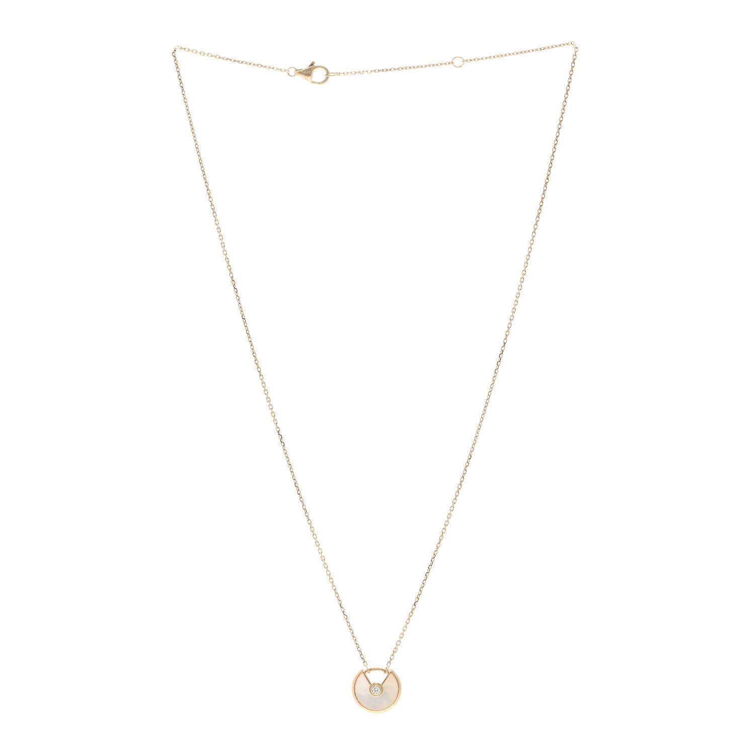 Cartier 18K Yellow Gold Diamond Mother of Pearl XS Amulette de Cartier Pendant Necklace 3 of 4