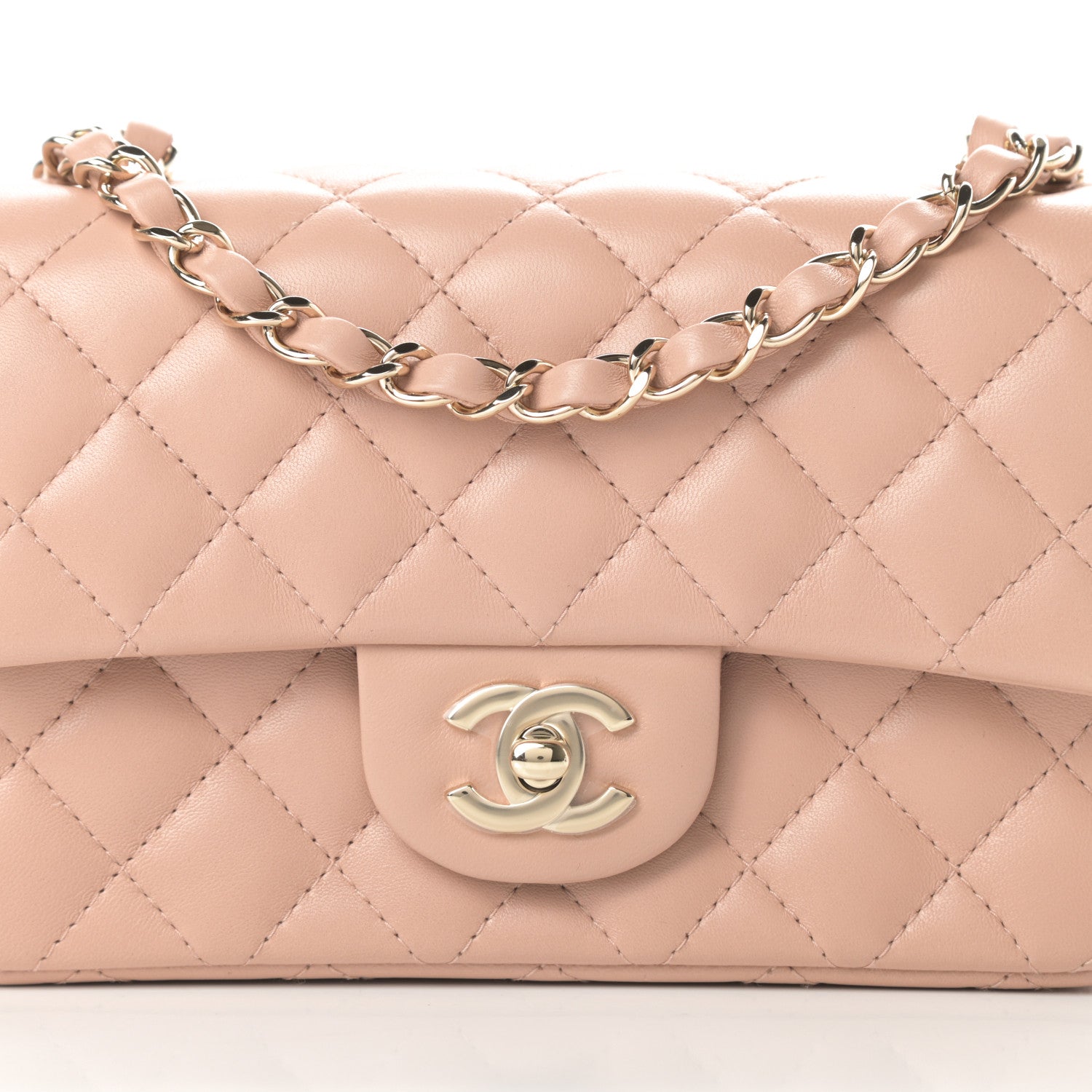 Chanel Lambskin Quilted Mini Rectangular Flap Beige 8 of 11