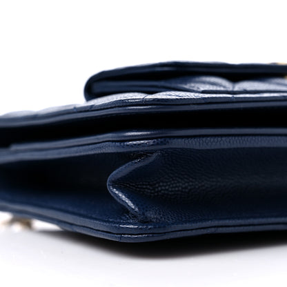 Chanel Caviar Quilted Pocket Clutch With Chain WOC Navy Blue 9 of 13