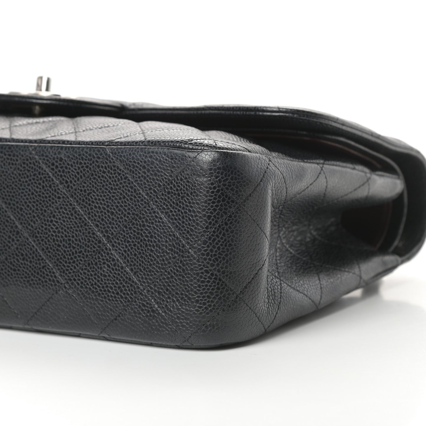 Caviar Quilted Jumbo Double Flap Black