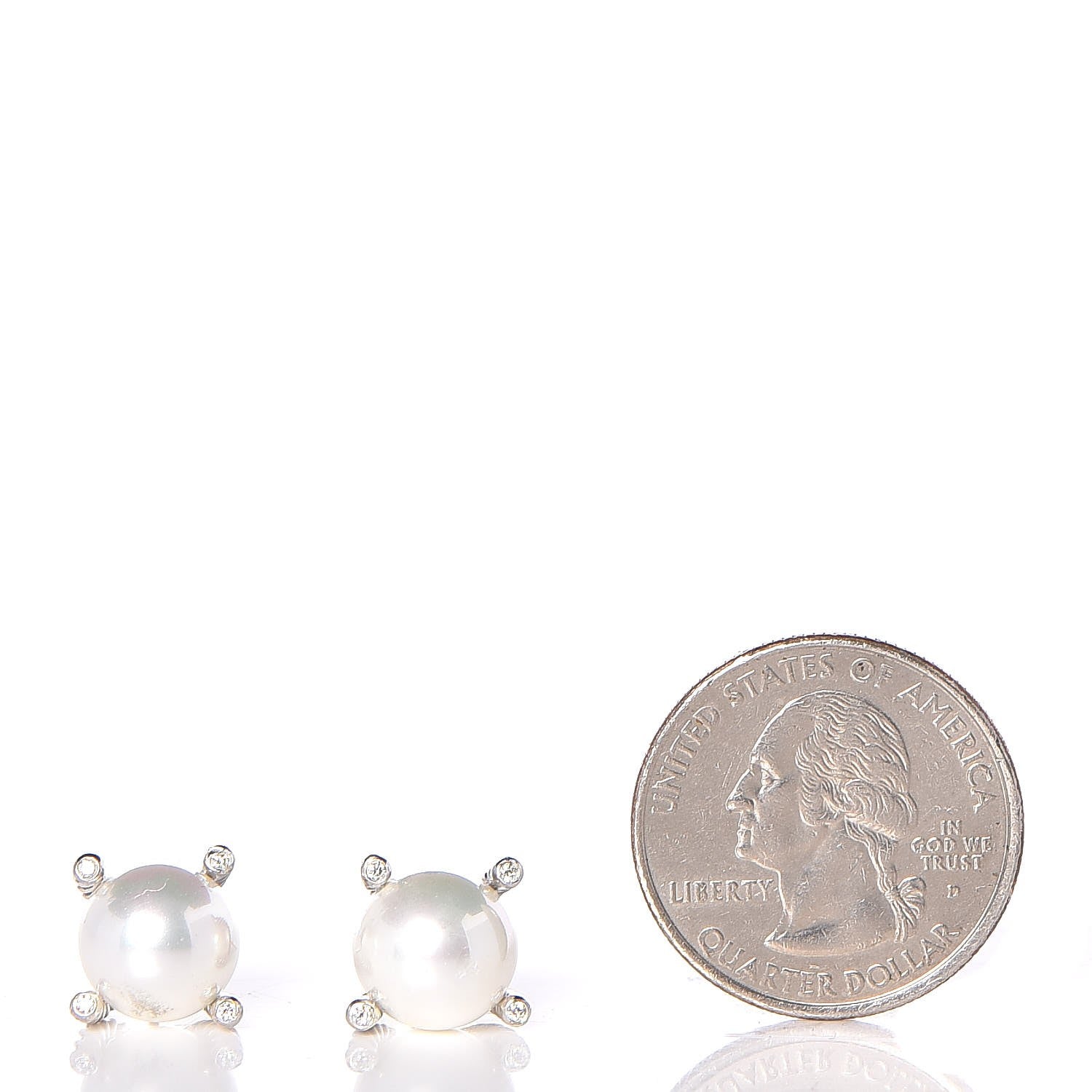 David Yurman Sterling Silver Diamond Pearl 9.5mm Earrings 2 of 4