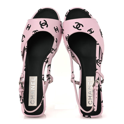 Chanel Printed Lambskin Coco Beach Sligback Sandals 40 Light Pink Black 4 of 22