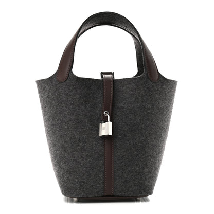 Hermes Feutre Swift Picotin Lock 18 PM Gris Moyen Havane 1 of 9