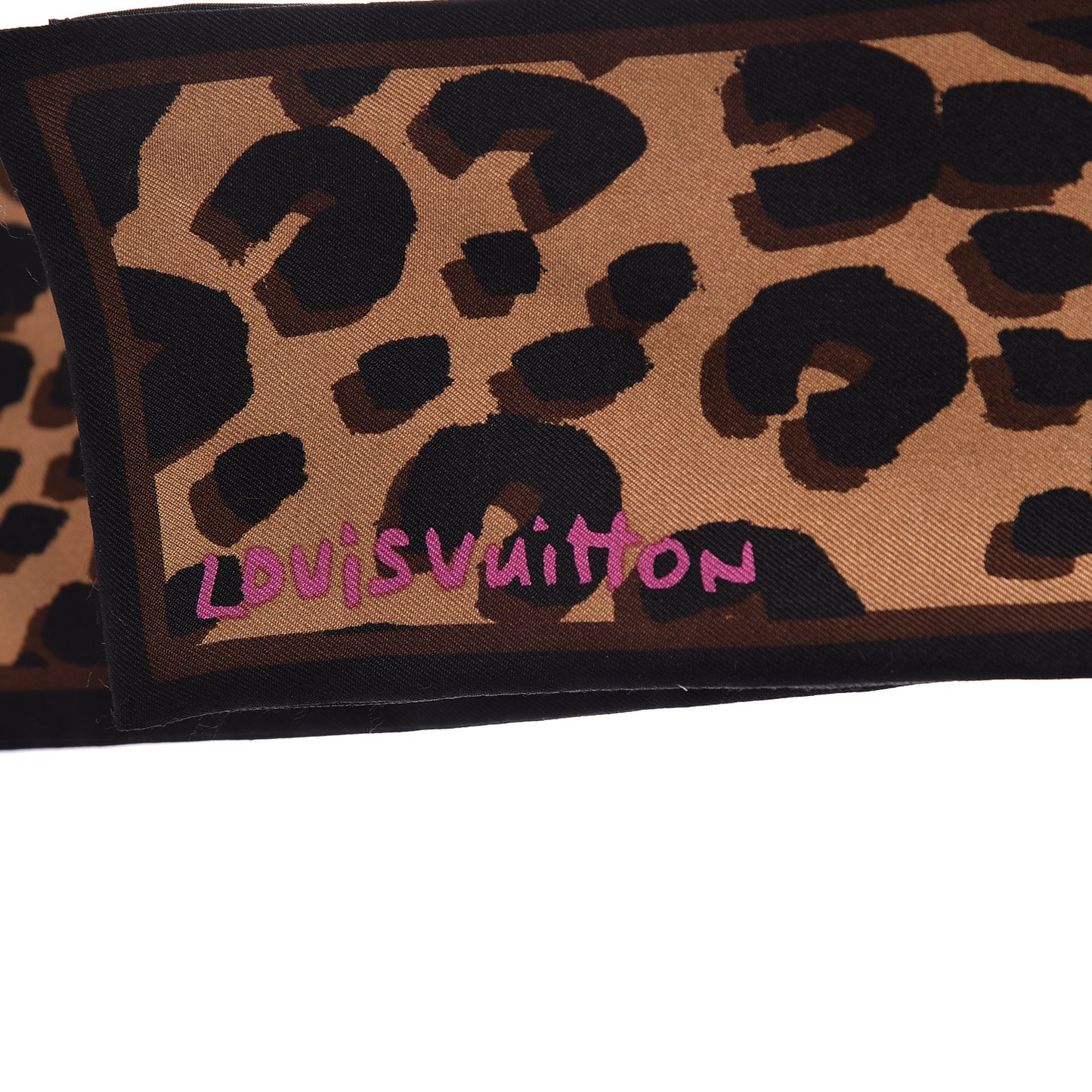 Silk Leopard Bandeau Scarf Marron