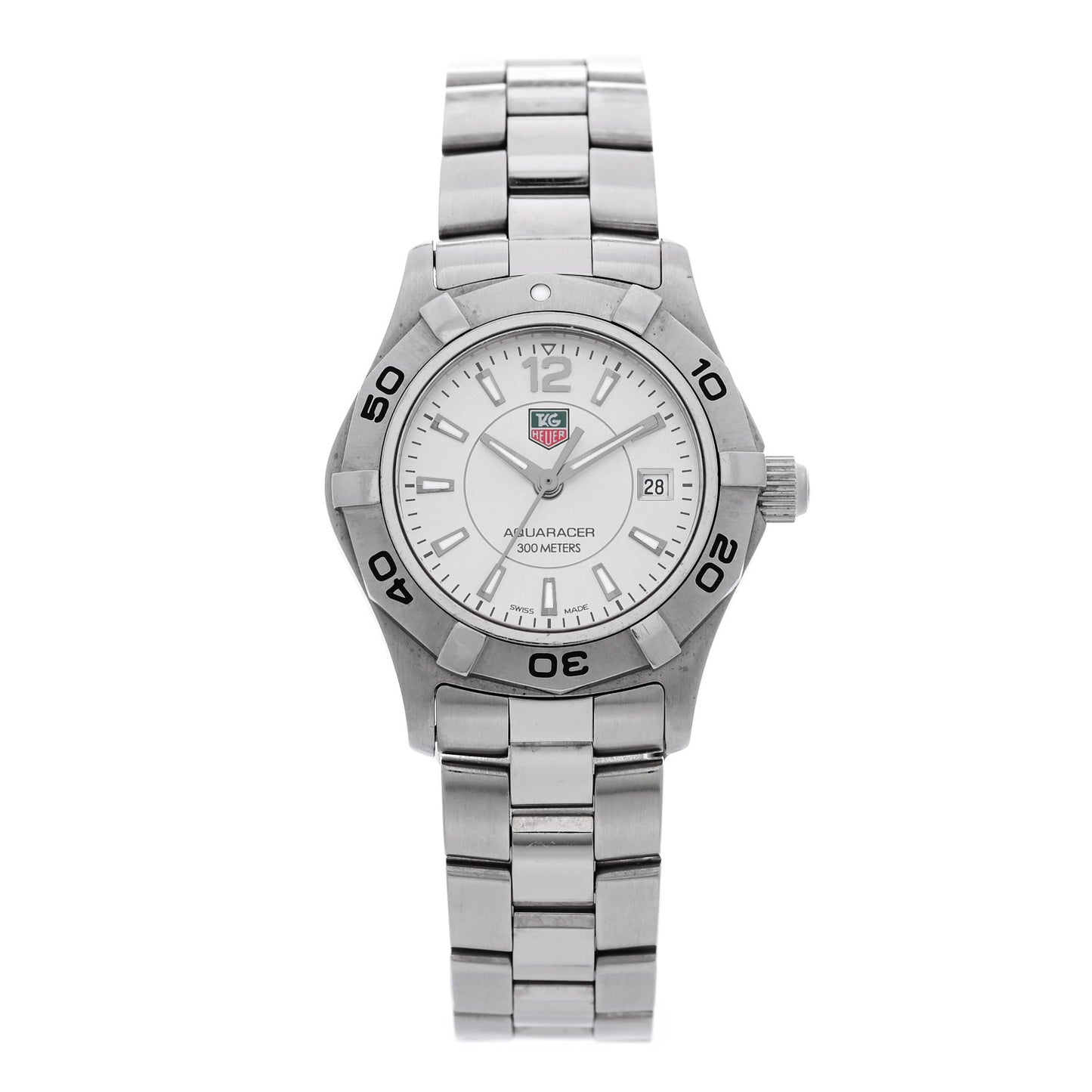 Stainless Steel 27mm Aquaracer 300M Quartz Watch Silver WAF1412