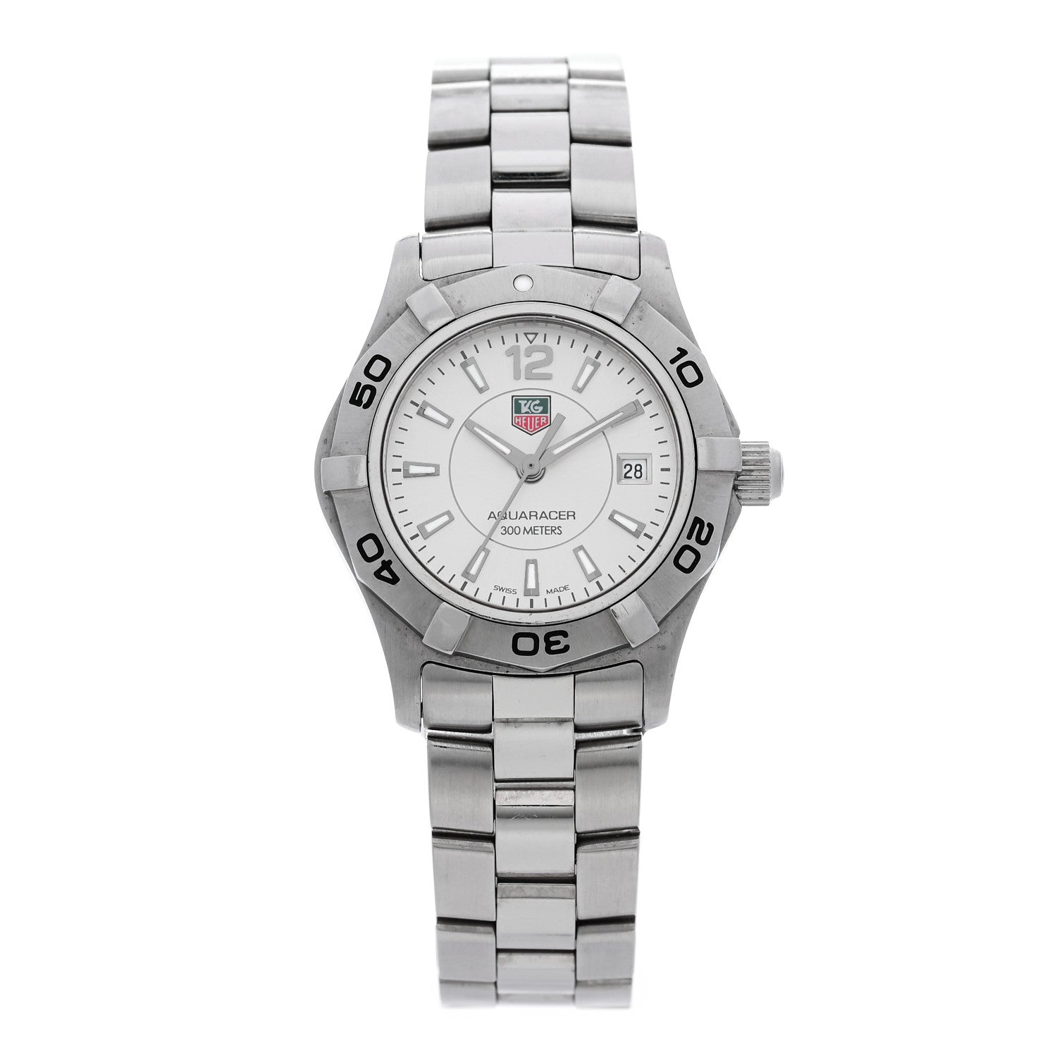 Tag Heuer Stainless Steel 27mm Aquaracer 300M Quartz Watch Silver WAF1412 1 of 4