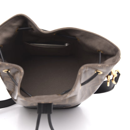 Fendi Glazed Fabric Vitello Grace F is Fendi FF 1974 Stamp Patch Grande Mon Tresor Bucket Bag Mogano Panna Black 5 of 9