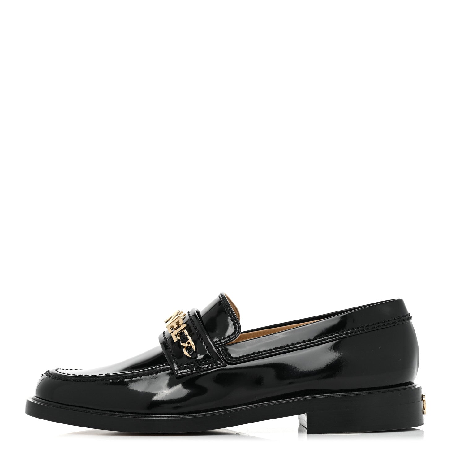 Chanel Shiny Calfskin Logo Loafers 39 Black 1 of 10
