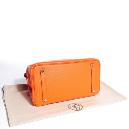 Hermes Taurillon Clemence Birkin 35 Feu Orange 4 of 29