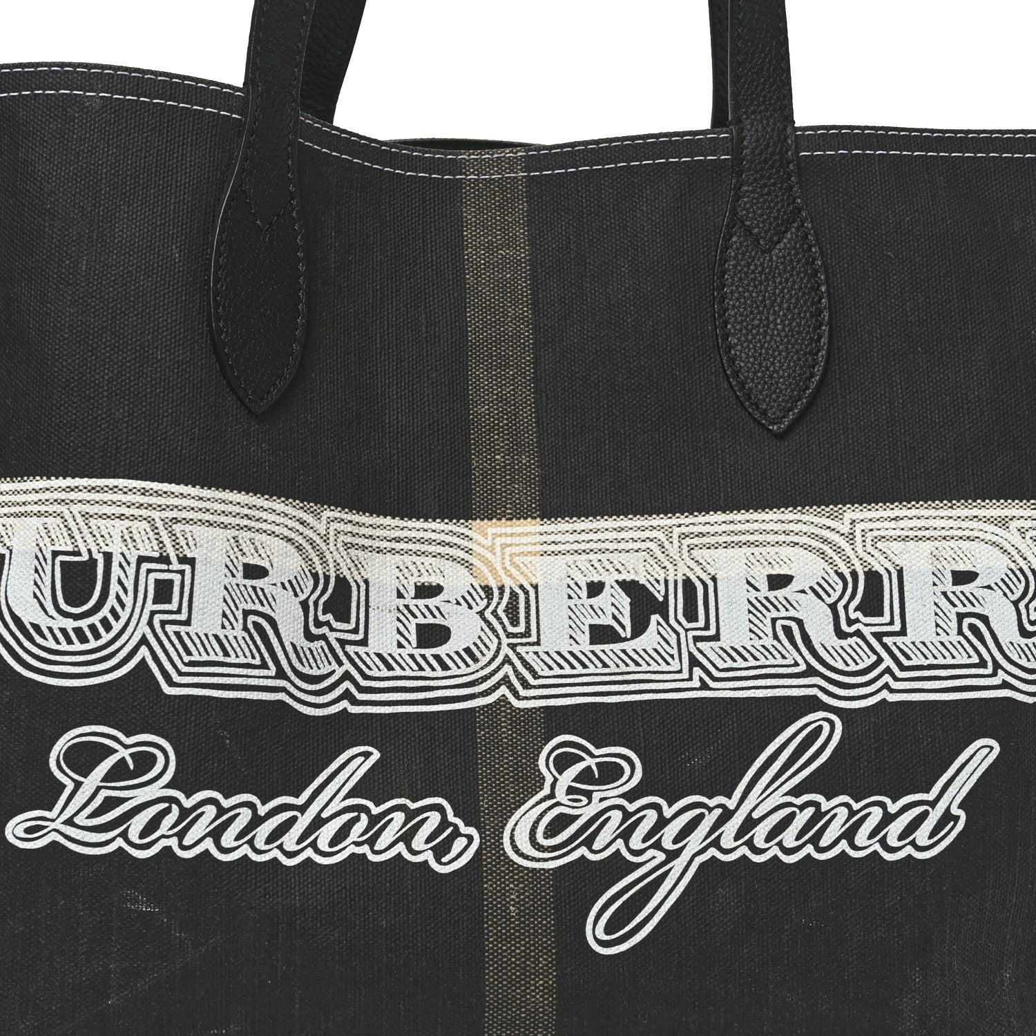 Burberry Coated Canvas Mega Check Medium Doodle Tote Black White 7 of 9