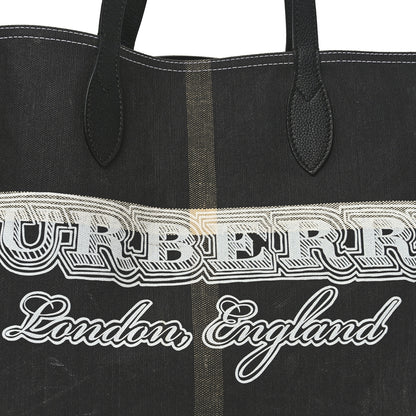 Burberry Coated Canvas Mega Check Medium Doodle Tote Black White 7 of 9