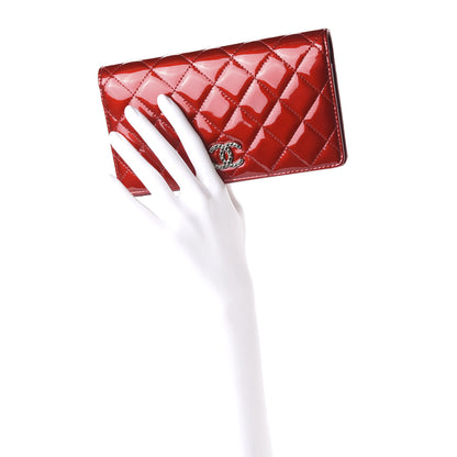 Chanel Patent Quilted Brilliant Yen Wallet Red 2 of 10