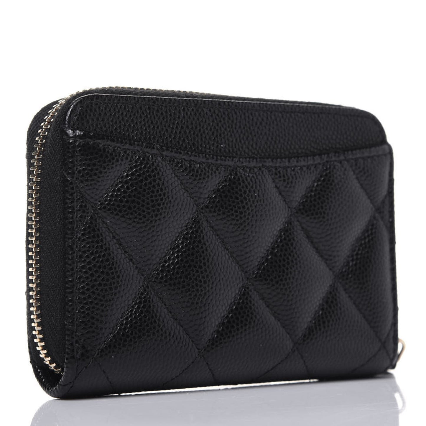 Caviar Quilted Zip Coin Purse Black