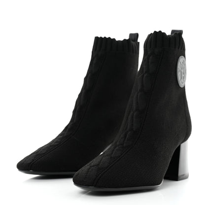 Hermes Knit Calfskin Volver Ankle Boots 35 Black 3 of 9