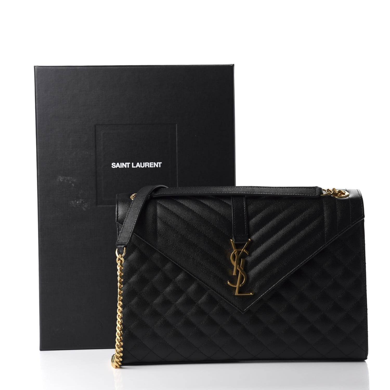 Saint Laurent Grain De Poudre Textured Mixed Matelasse Large Triquilt Monogram Satchel Black 12 of 12