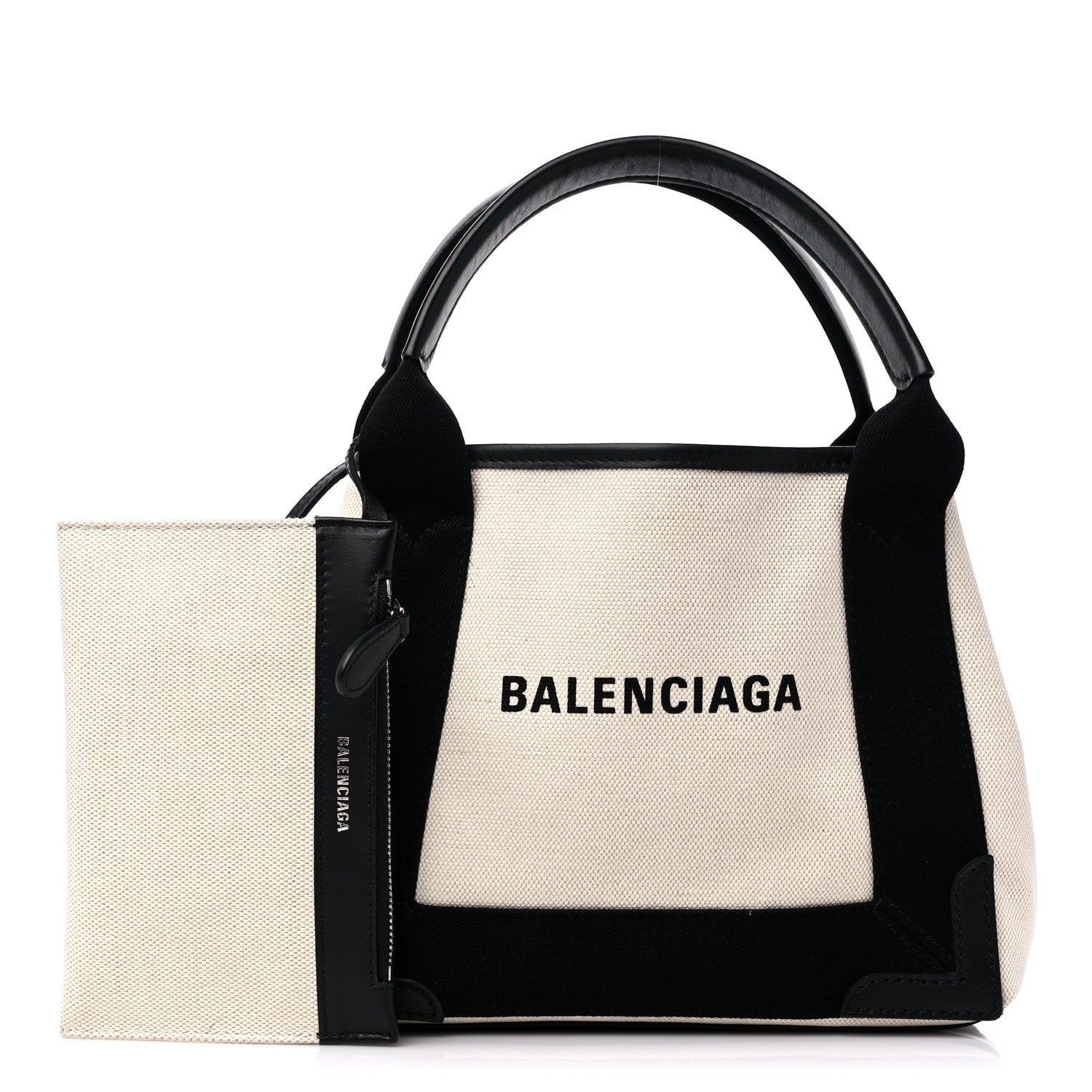 Balenciaga Cotton Canvas Calfskin Navy Cabas XS Natural Black 1 of 11