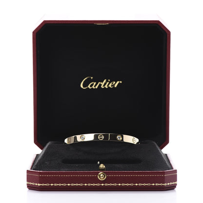 Cartier 18K Yellow Gold 4 Diamond LOVE Bracelet 18 7 of 7
