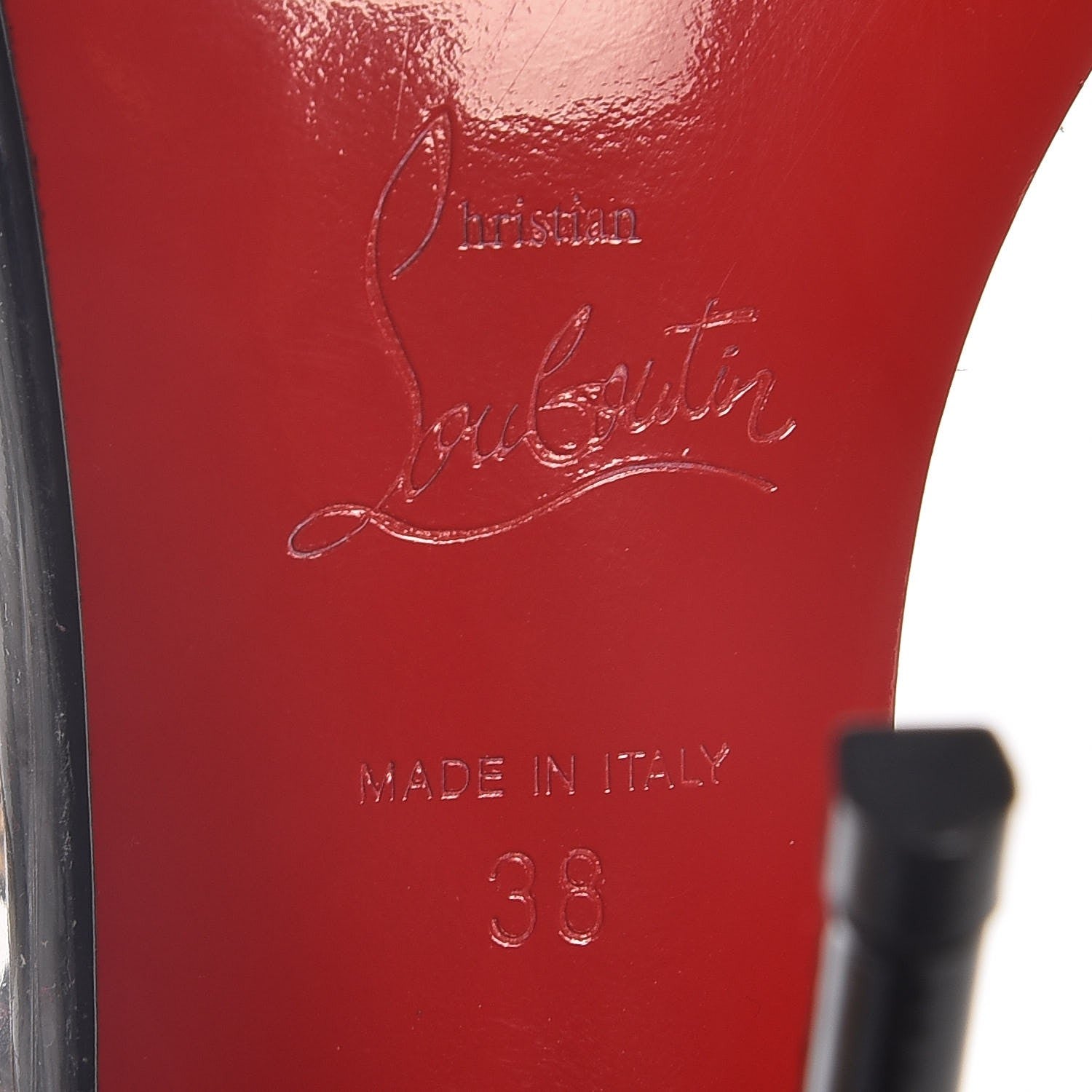 Christian Louboutin Patent PVC Malaika Half Dorsay 120 Pumps 38 Black Gold 6 of 8