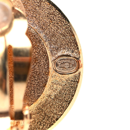 Chanel Pearl Crystal CC Round Earrings Gold Black 4 of 4