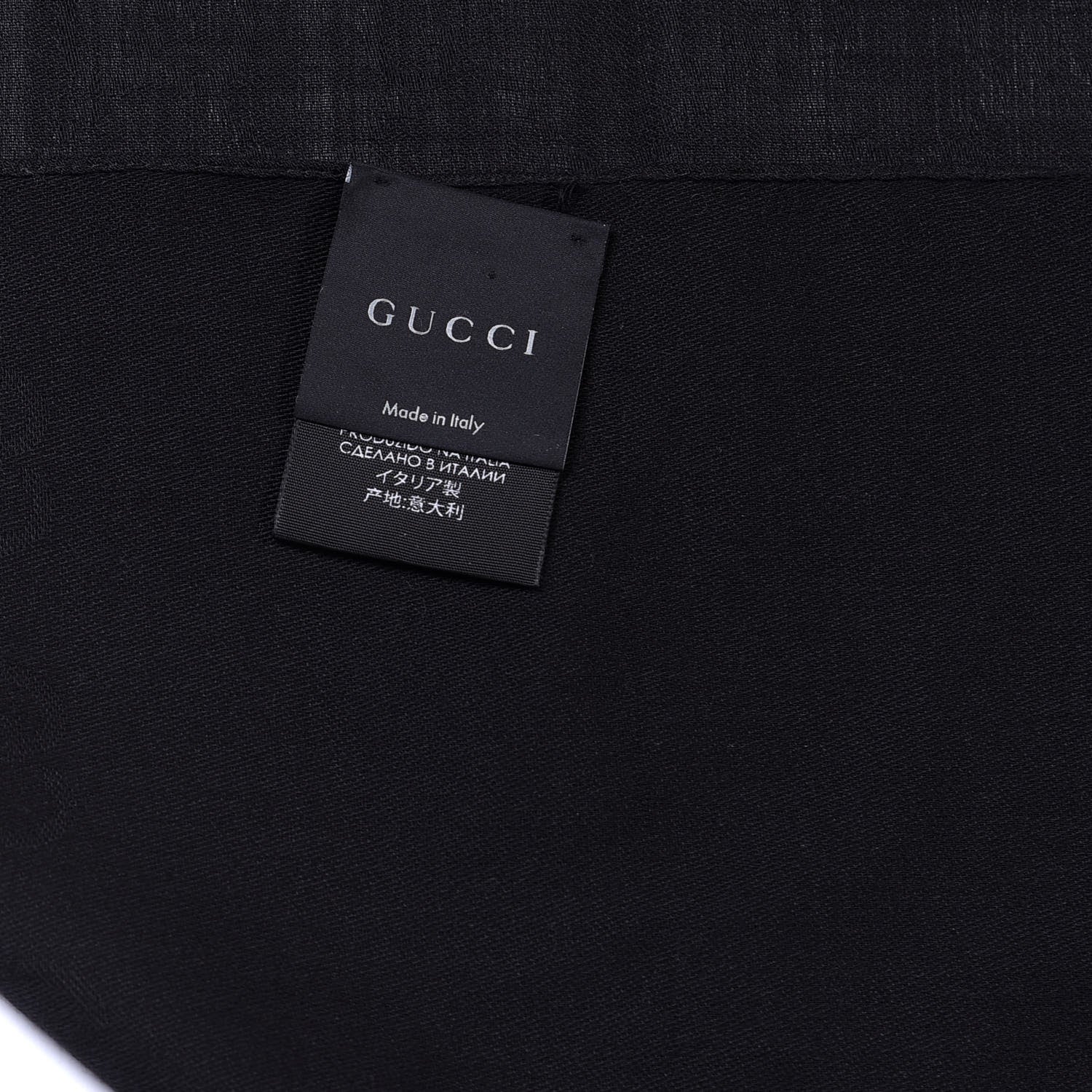 Gucci Wool Silk GG Monogram GGNat Scarf Black 4 of 4