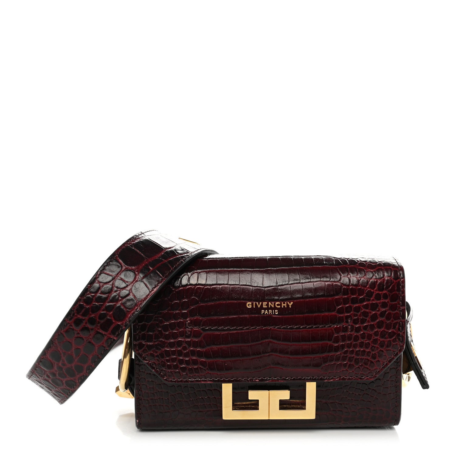 Givenchy Calfskin Crocodile Embossed Eden Bag Eggplant 1 of 10