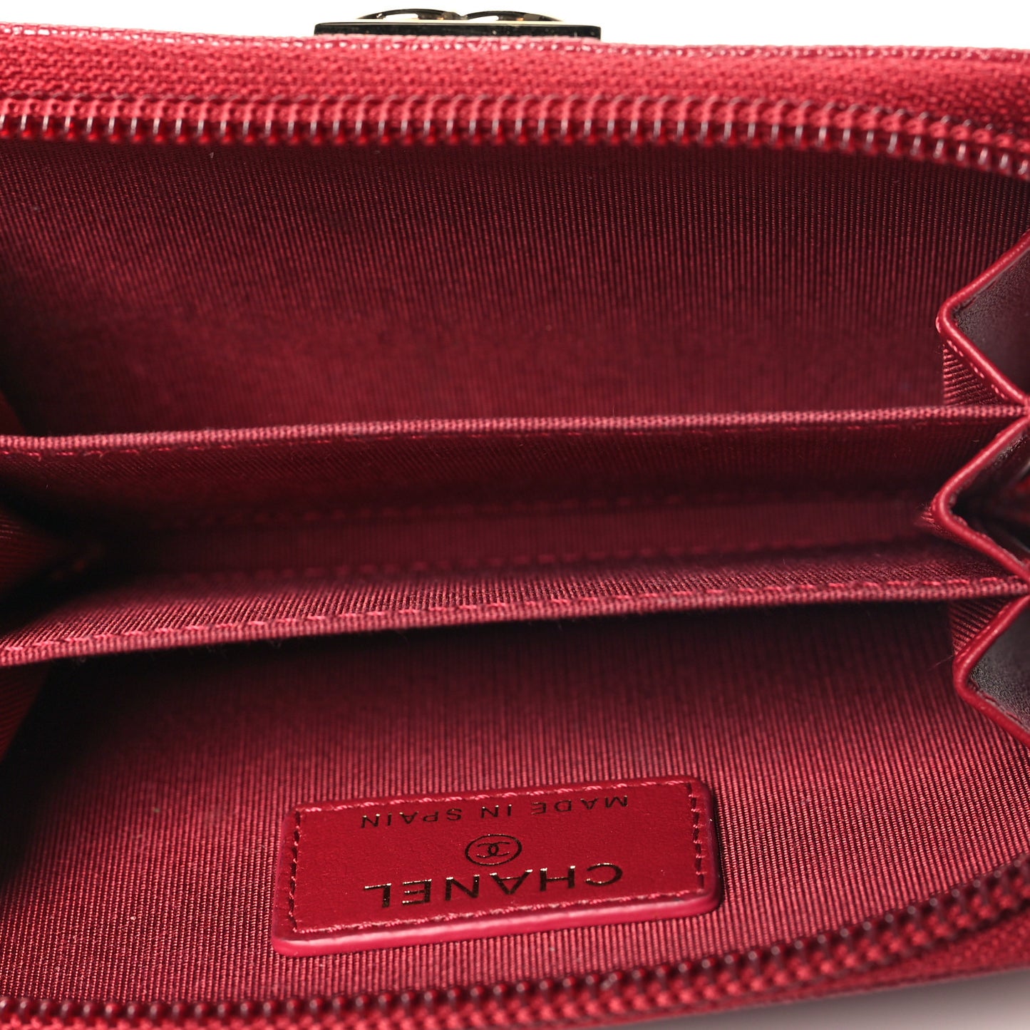 Caviar Quilted Boy Zip Around Coin Purse Wallet Burgundy