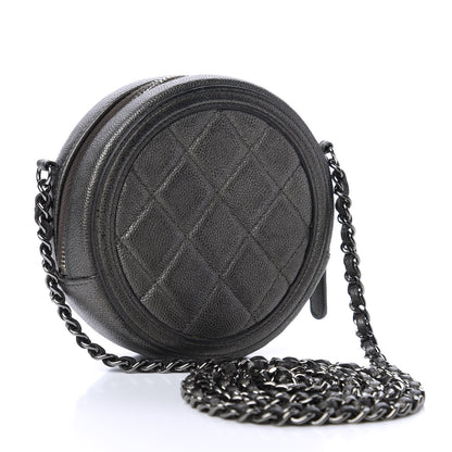 Chanel Metallic Caviar Quilted Round Filigree Crossbody Ruthenium 3 of 11