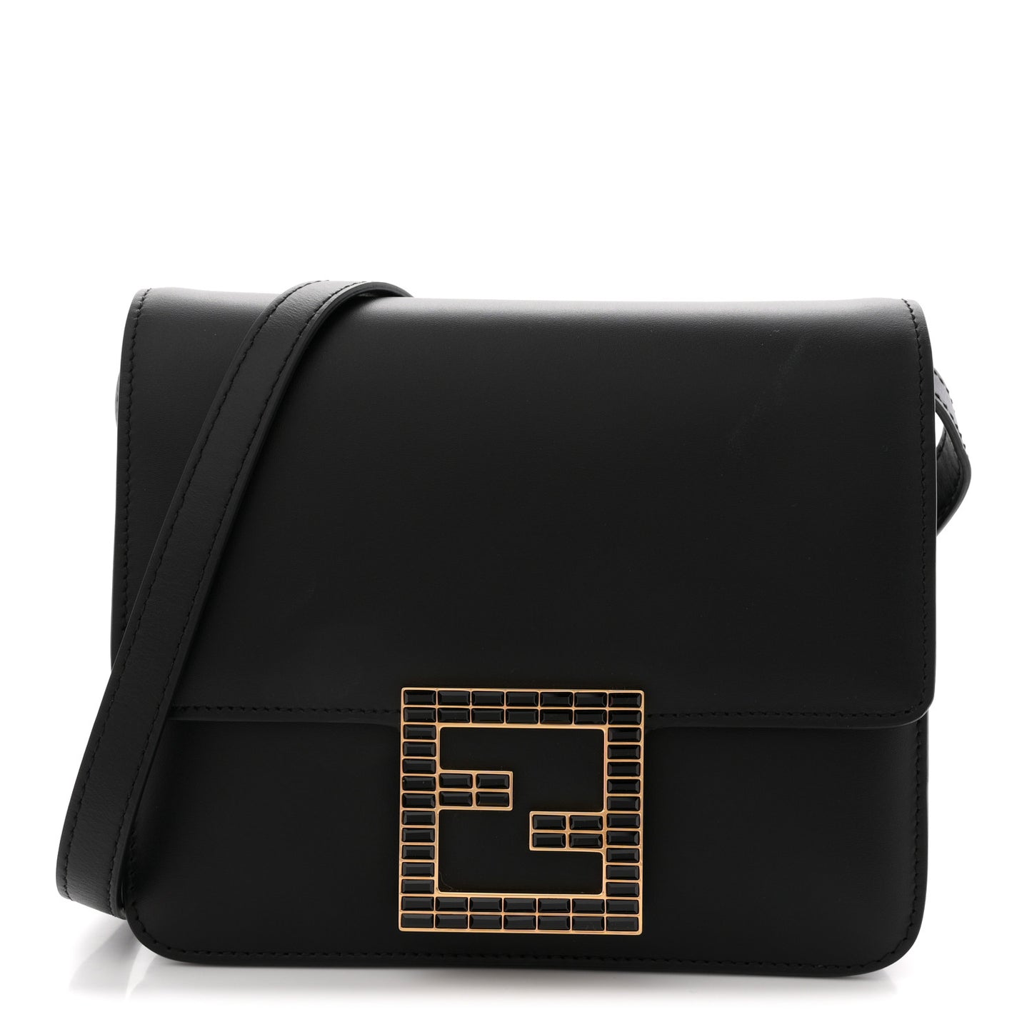 Vitello King Crystal Fab Crossbody Bag Black