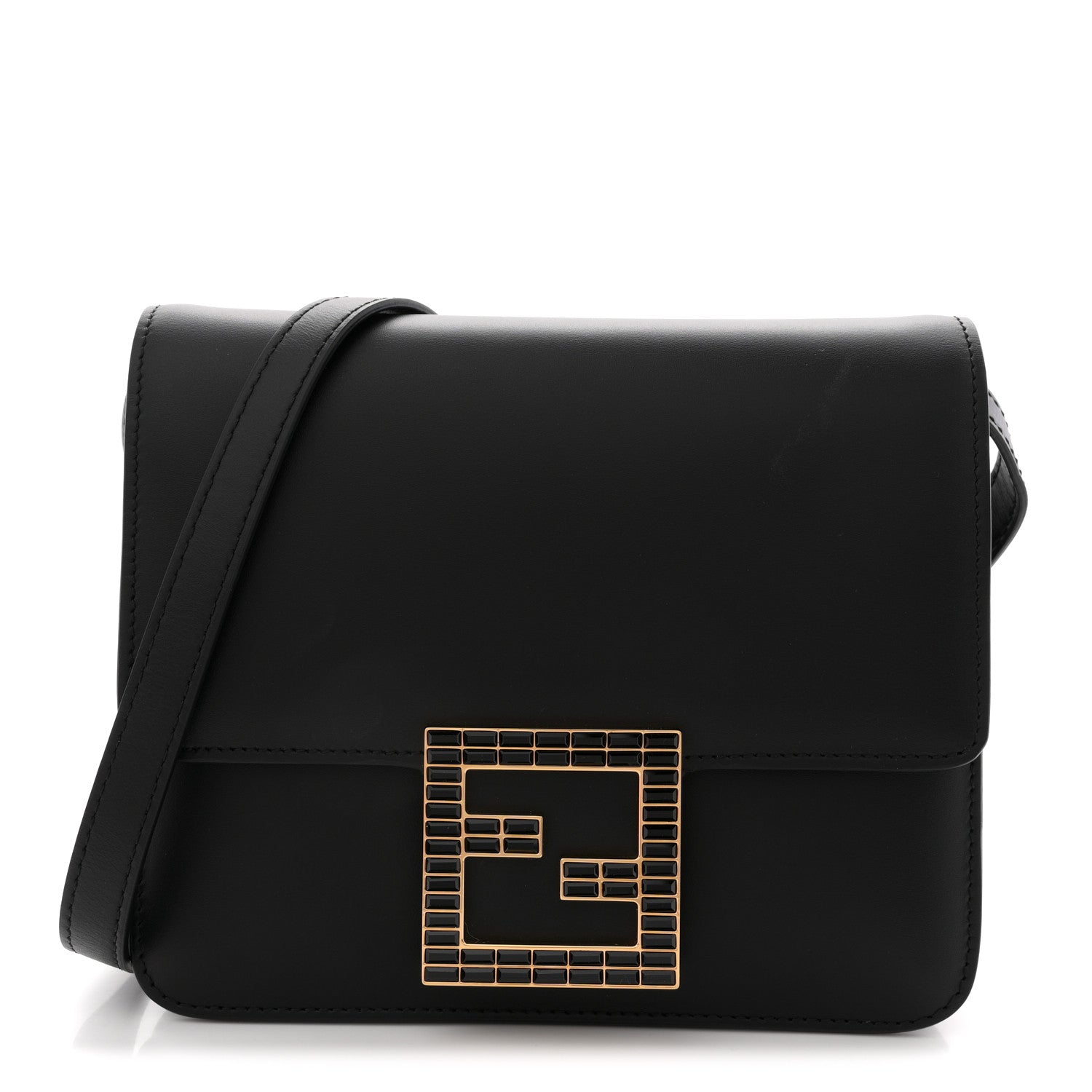 Fendi Vitello King Crystal Fab Crossbody Bag Black 1 of 12