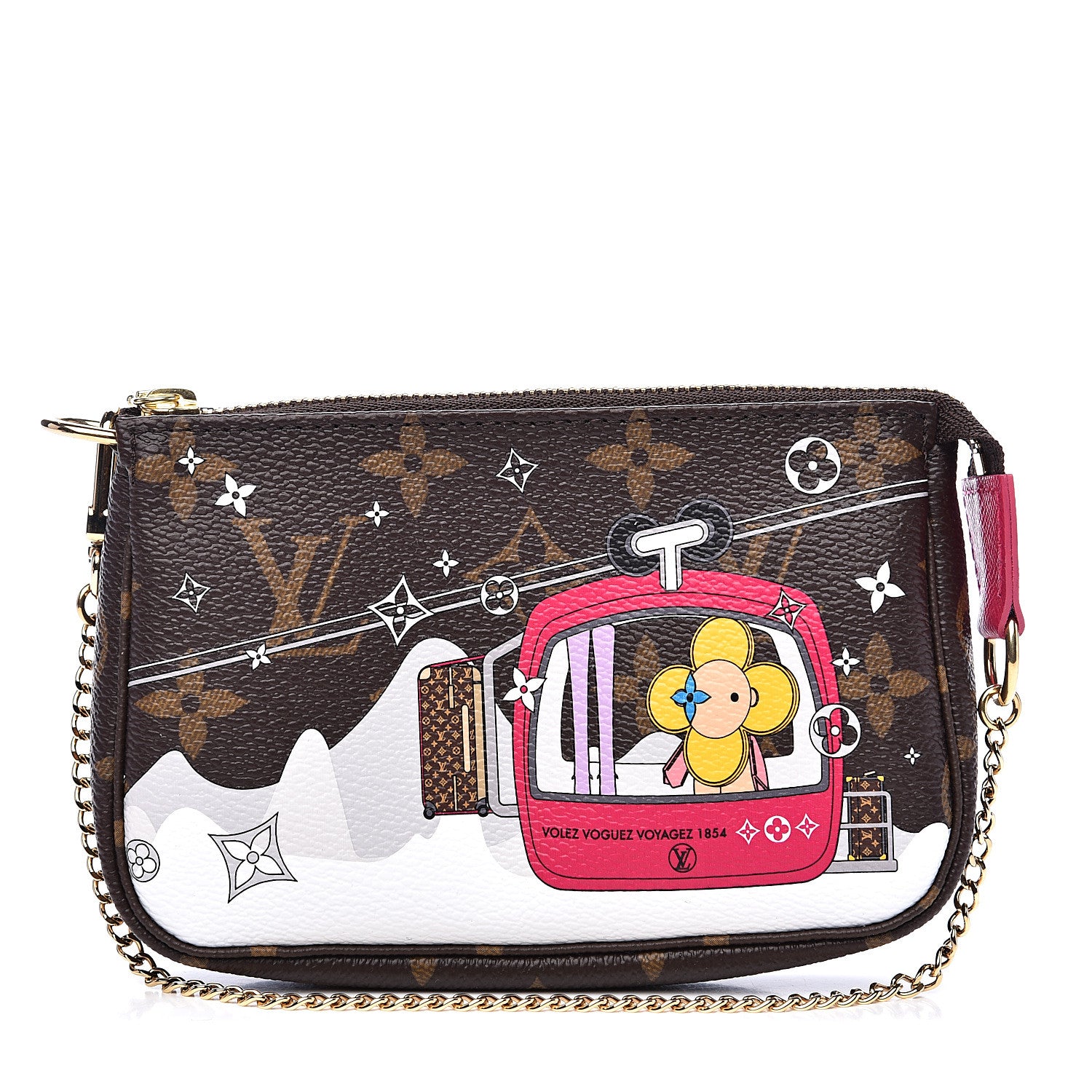 Louis Vuitton Monogram 2019 Christmas Animation Mini Courchevel Pochette Accessories Fuchsia 1 of 10