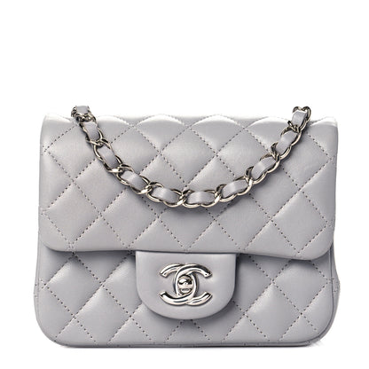 Chanel Lambskin Quilted Mini Square Flap Light Grey 1 of 11