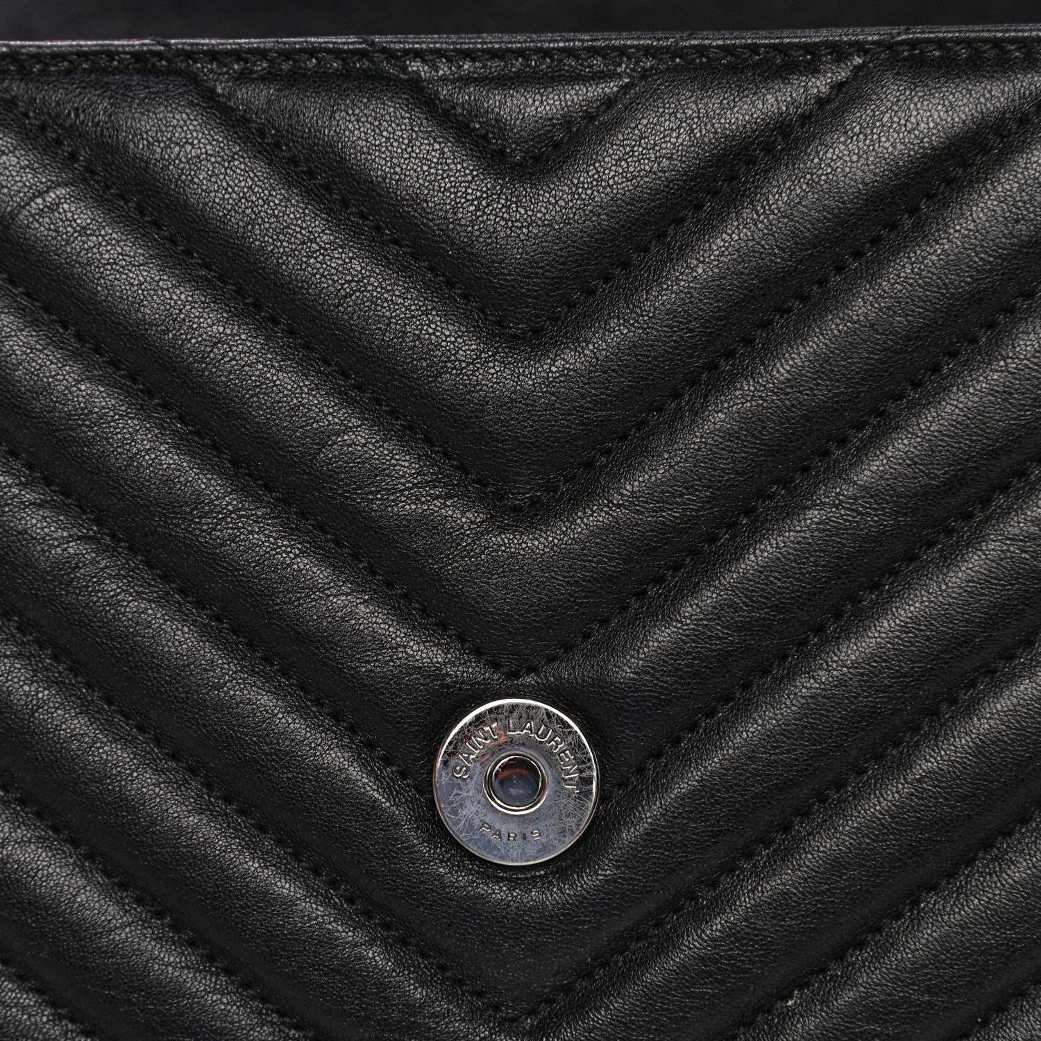 Saint Laurent Sheepskin Matelasse Chevron Monogram Medium College Bag Black 17 of 21