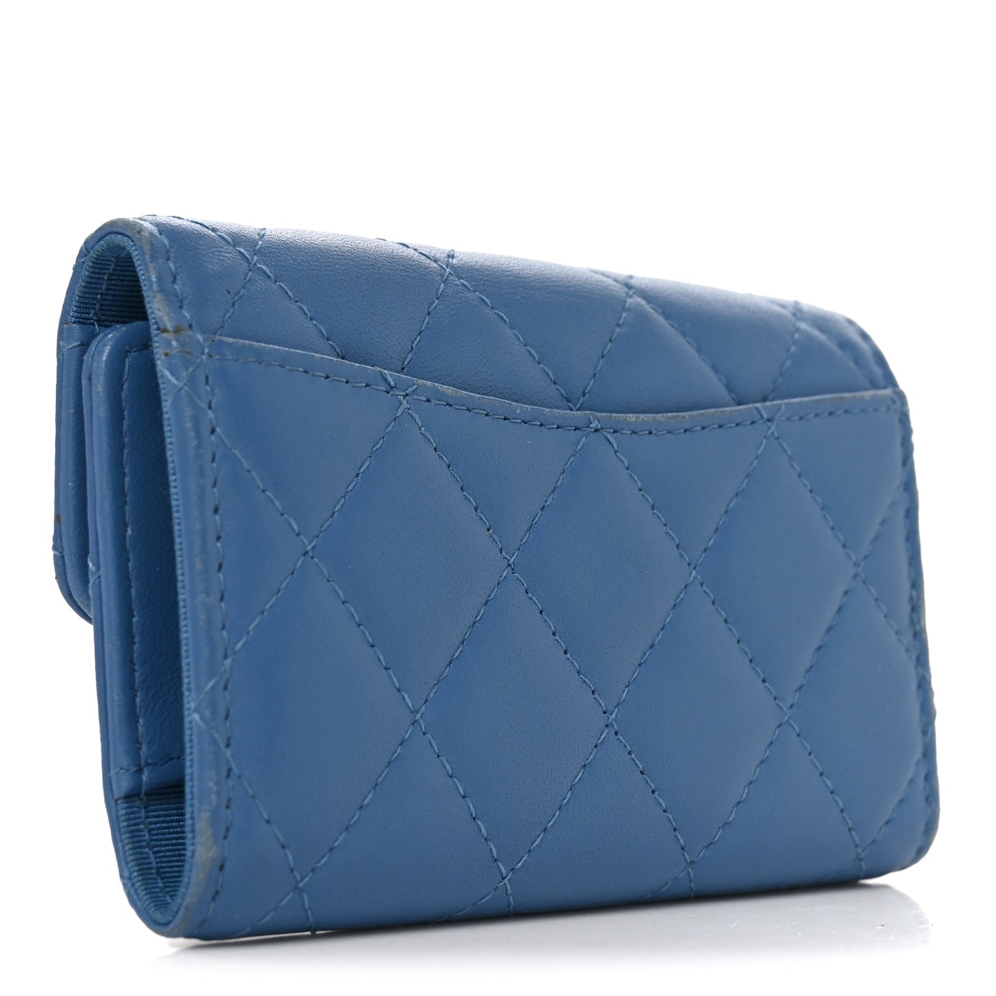 Lambskin Quilted 4 Key Holder Blue